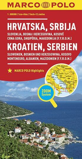 Marco Polo Wegenkaart Kroatie, Servië, Bosnië, Slovenië, Kosovo, Montenegro, Albanië, Macedonië
